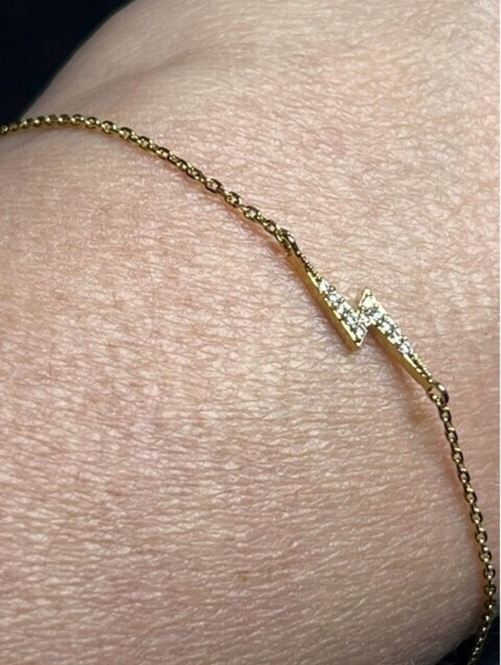 B5905 Estella Bartlett gold plated Lightning Bolt Bracelet  Pave CZ 6"-8"